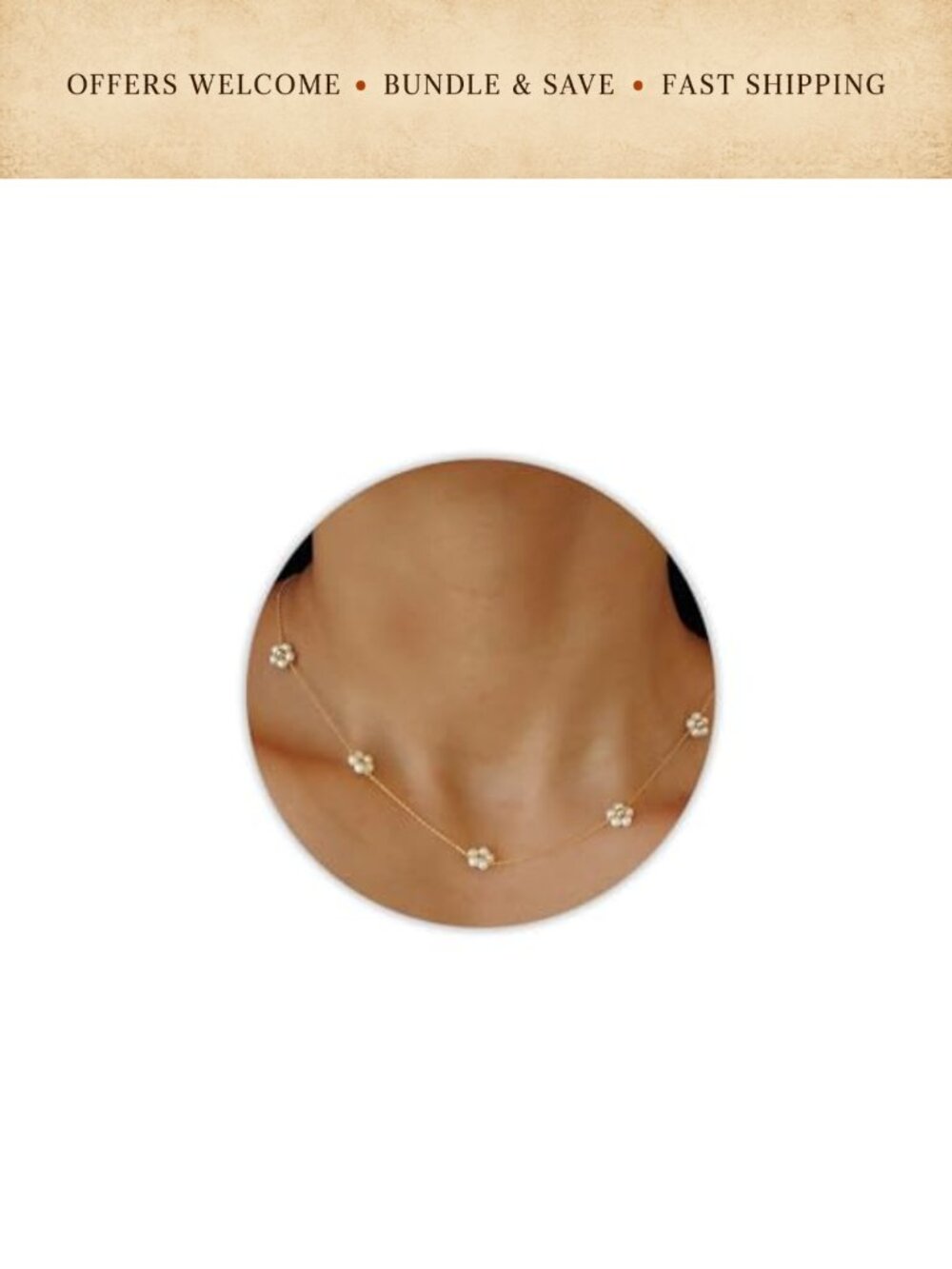 Pearl Daisy Necklace 14k Gold Plated Stainless Steel 17in Adjustable Chain